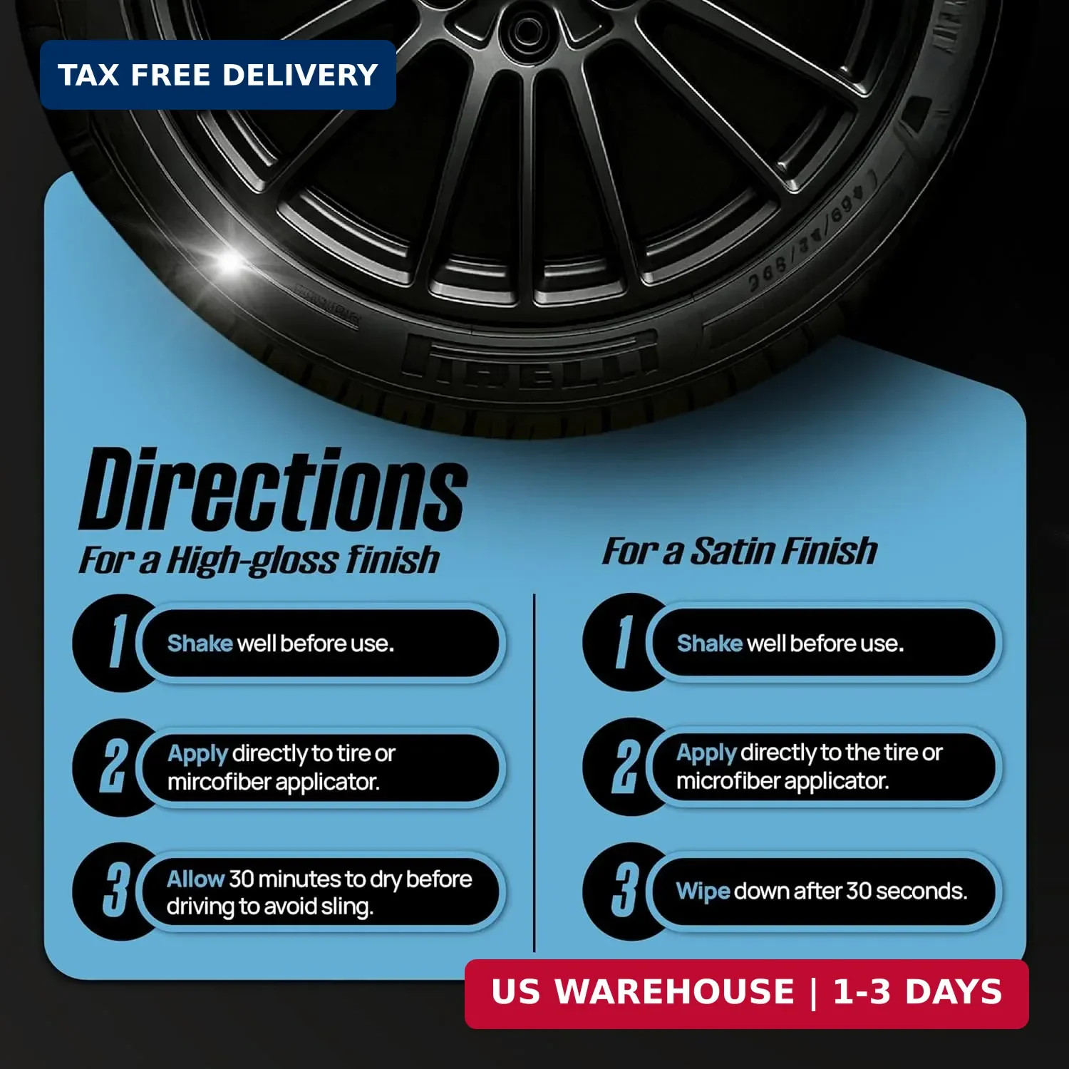 Magic Finish Tire Shine (16 fl oz) – Silicone-Based Tire Dressing for Long-Lasti