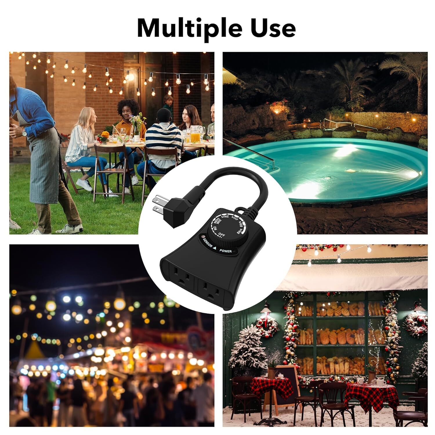 HBN Outdoor Light Timer Weatherproof Photocell Dusk to Dawn Light Sensor Timer