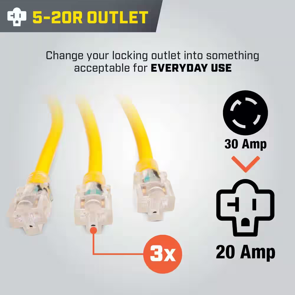 2 Ft 30-Amp 125-Volts Generator Extension Cord Adapter