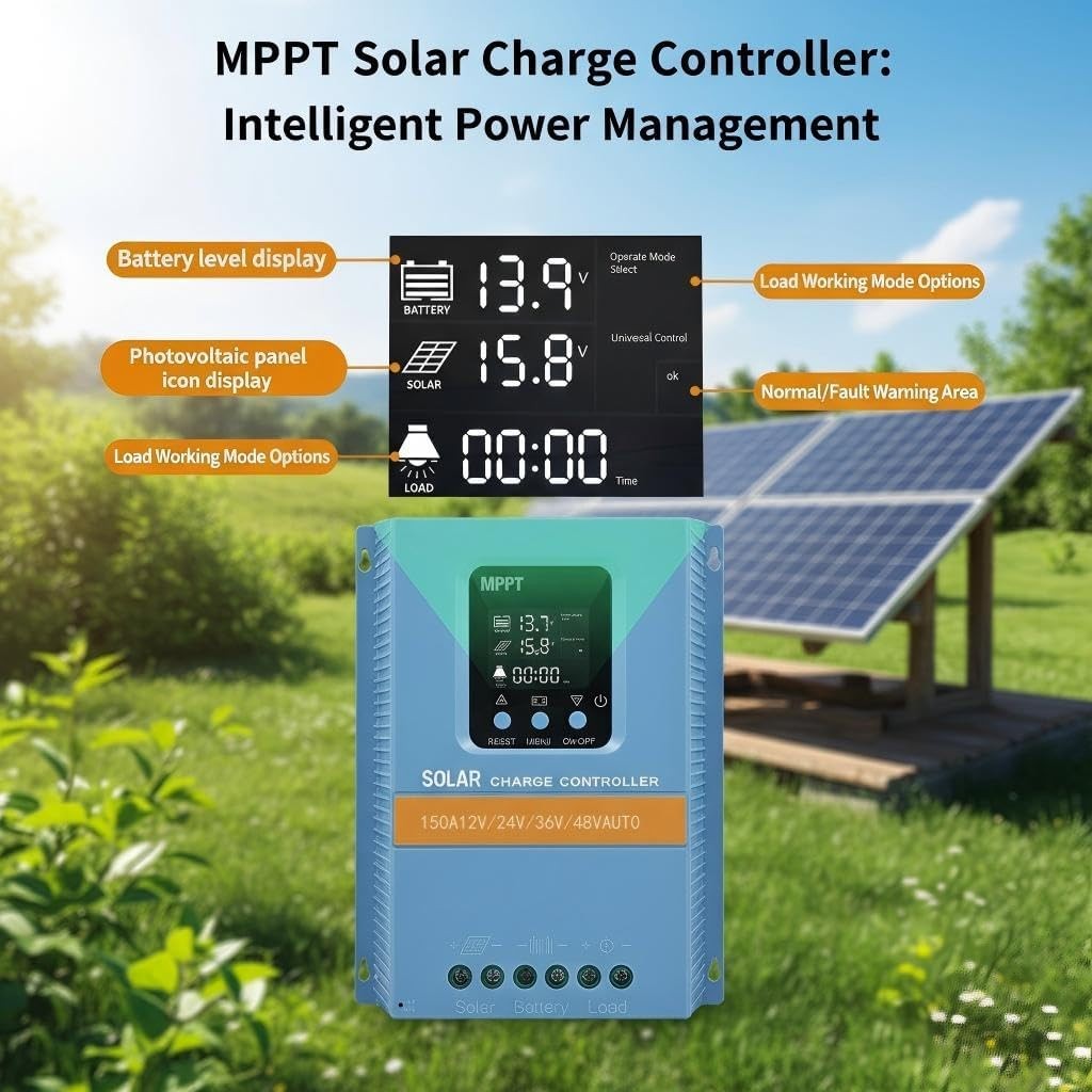 MPPT 150A Solar Charge Controller 12/24/36/48V LiFePO4 Lithium Battery Regulator