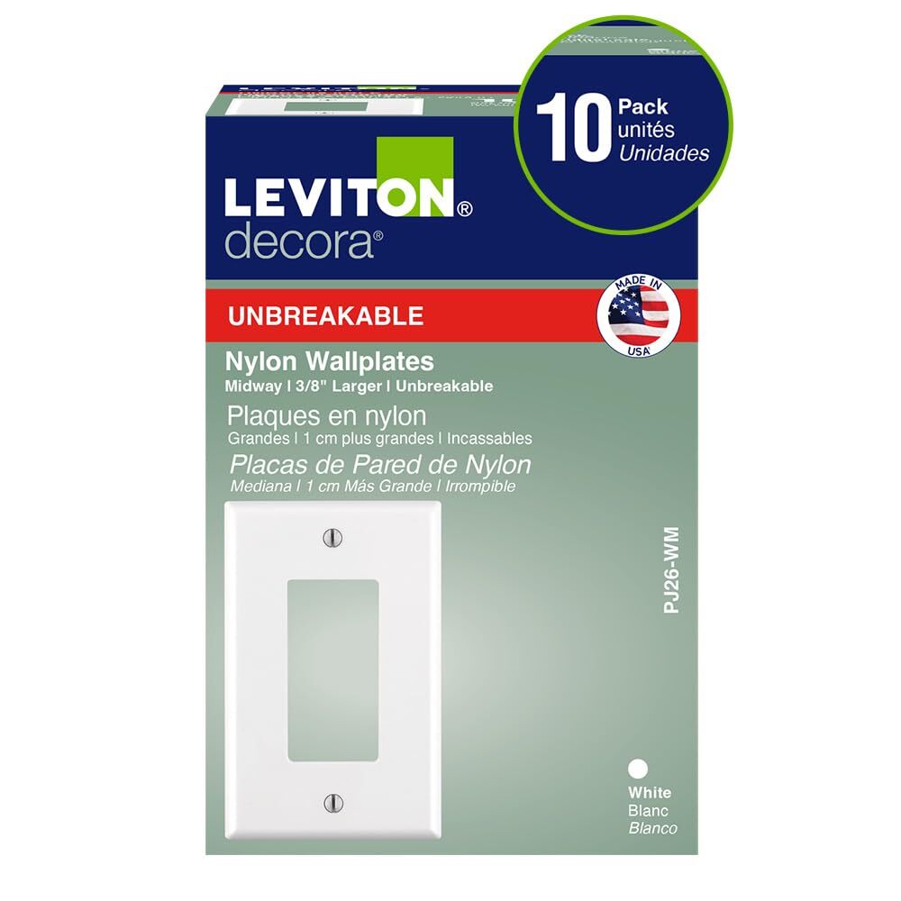 PJ26-WM 1-Gang Decora/GFCI Decora Wallplate White 10-Pack