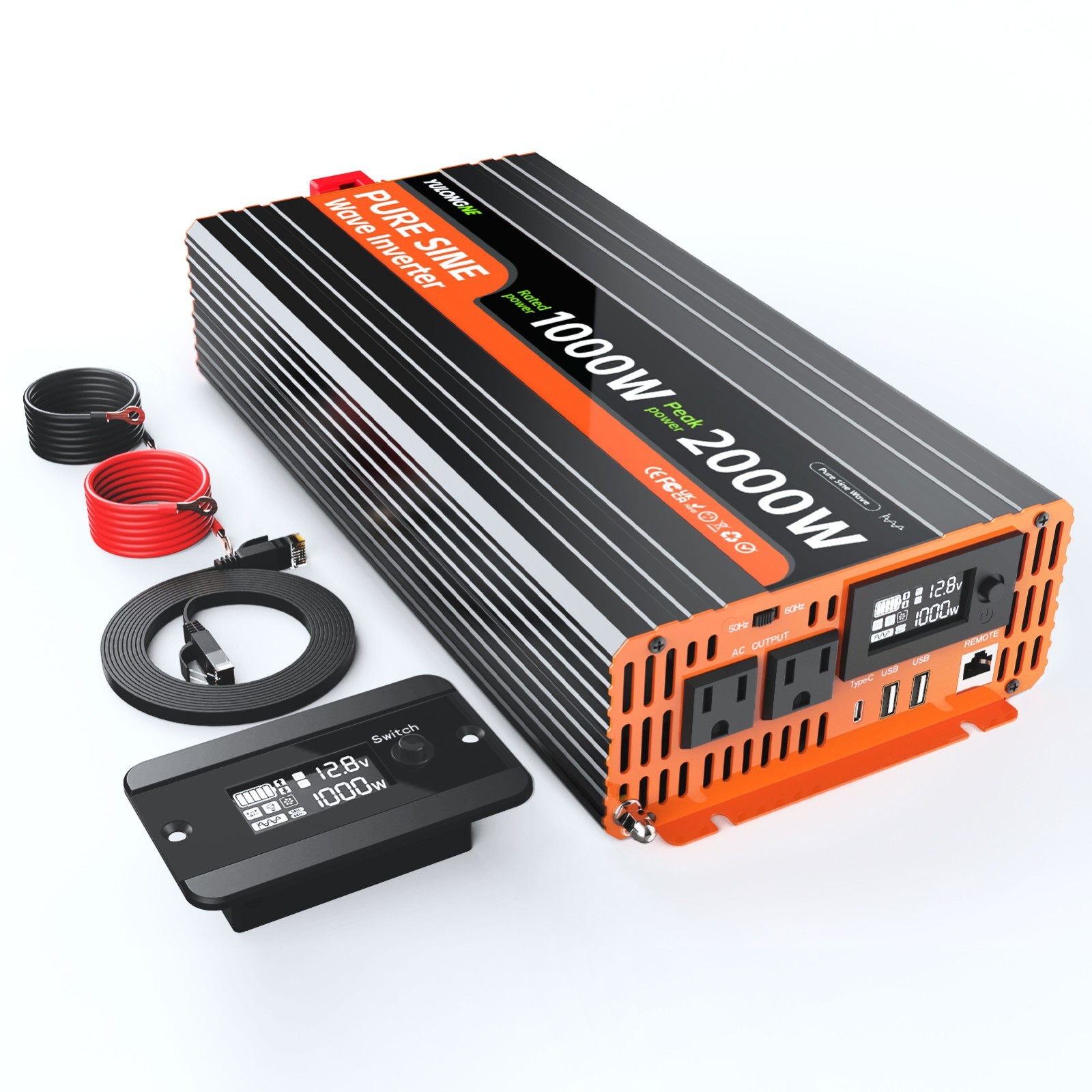 1000W 2000W 3000W Pure Sine Wave Inverter12V 24V to 110V /120V Voltage Converter