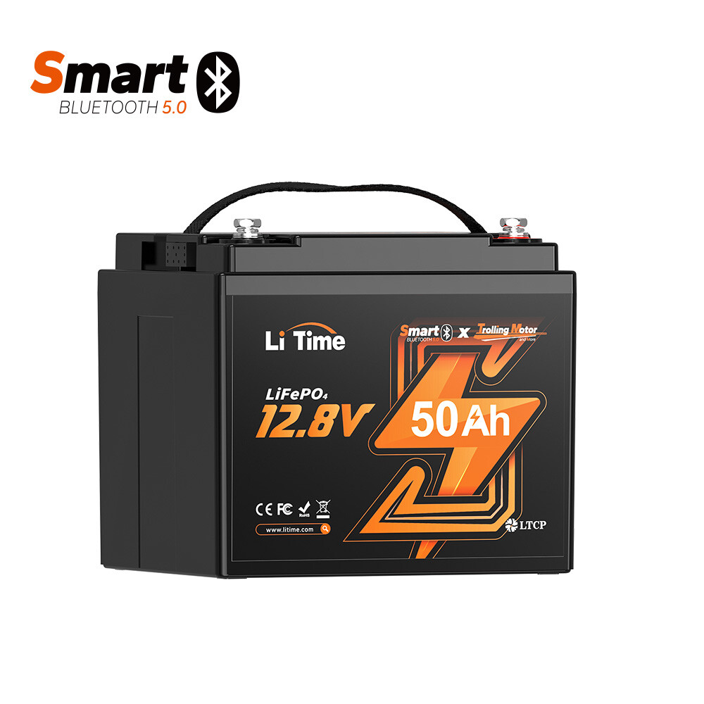 LiTime 12V 50Ah Bluetooth LiFePO4 Lithium Battery For RV Camper Trolling Motor