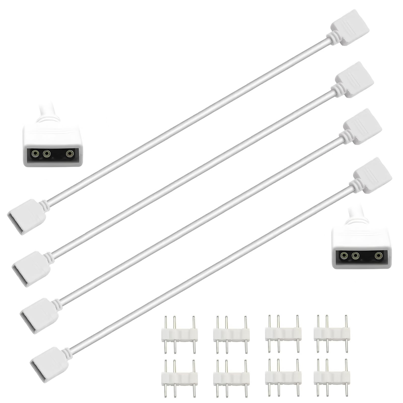 4 Pack 3Pin RGB Extension Cables with 8 Male Pins, 5V 3-Pin Addressable ARGB …