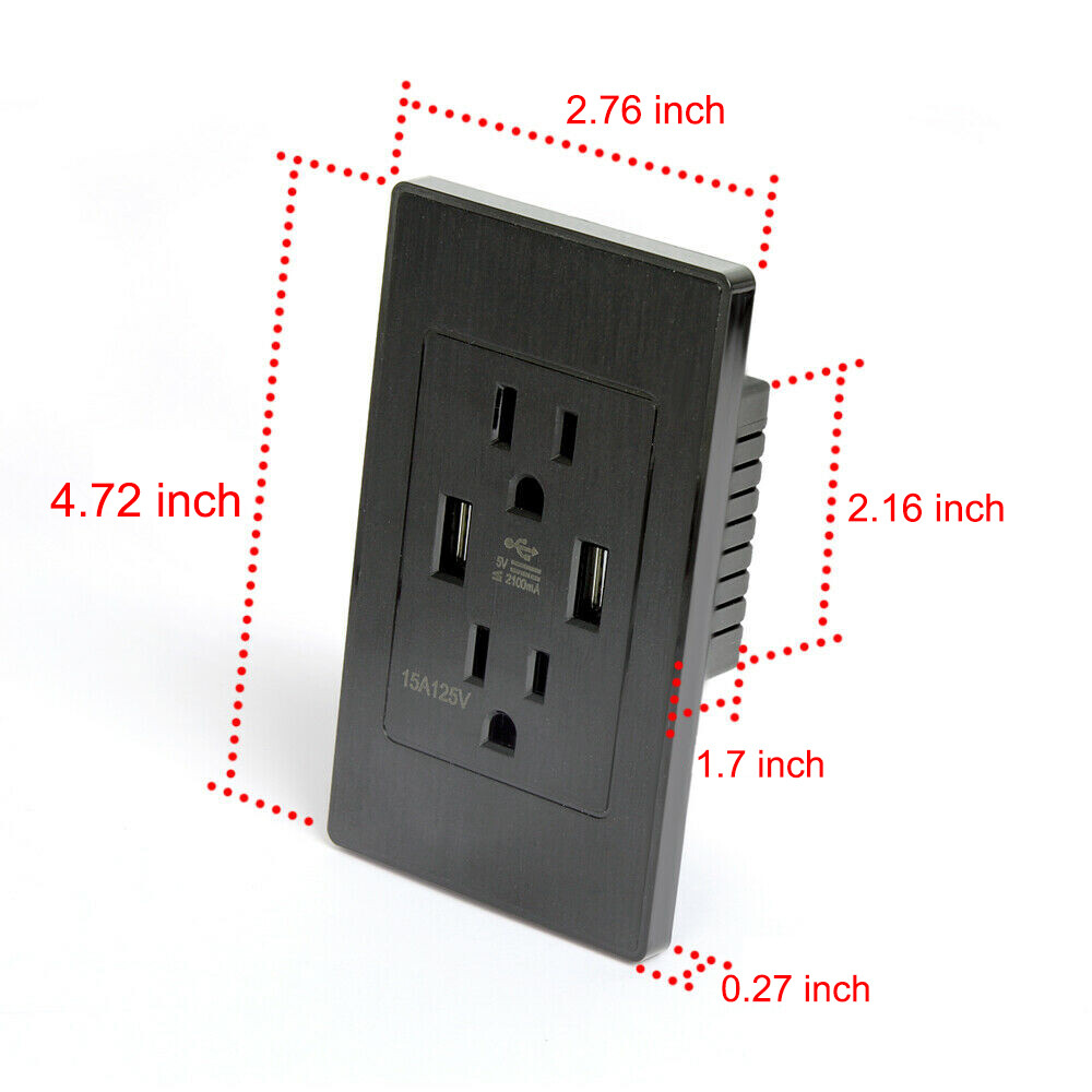 Lot USB Wall Outlet Dual 2.1A USB Wall Charger High Speed Duplex Wall Socket US