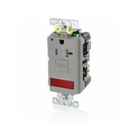 Leviton Gfpl2-Plg Gfcisnglrcptcloutlt, 20A, 125Vac, Gry