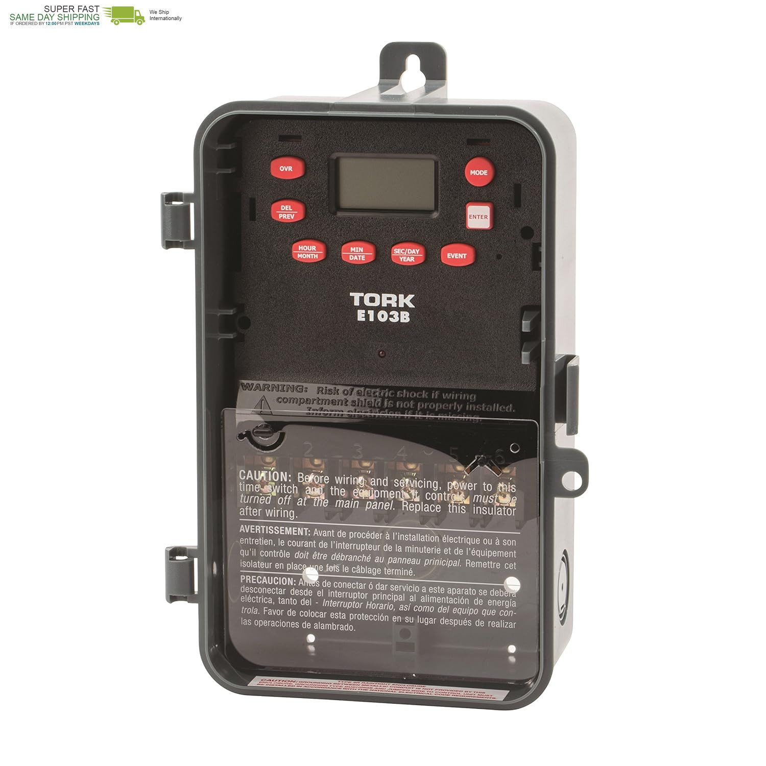 Control 24 Hour Time Switch, 120-277 VAC Input Supply, 1 Channel, DPST Output D