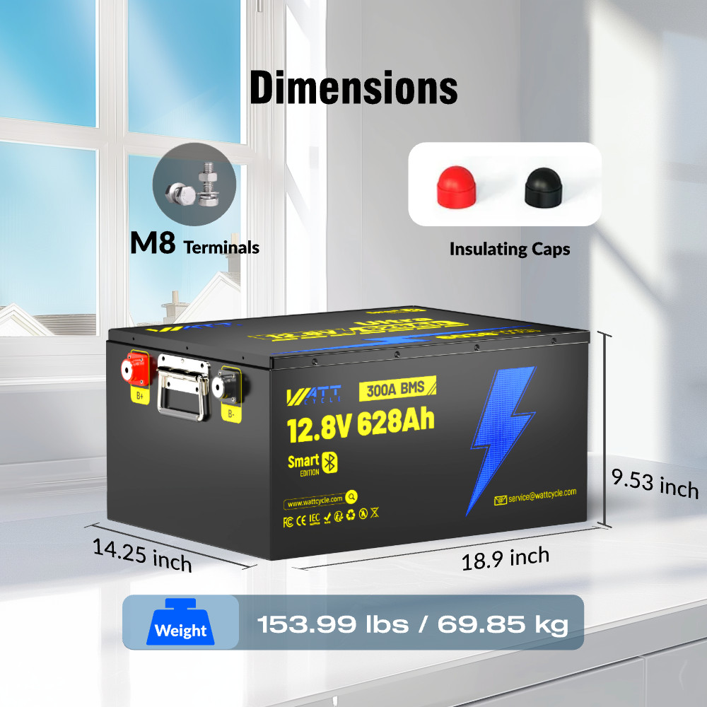 Wattcycle 12V 628Ah LiFePO4 Ultra Battery Low Temp Bluetooth 8038Wh for Off-Grid