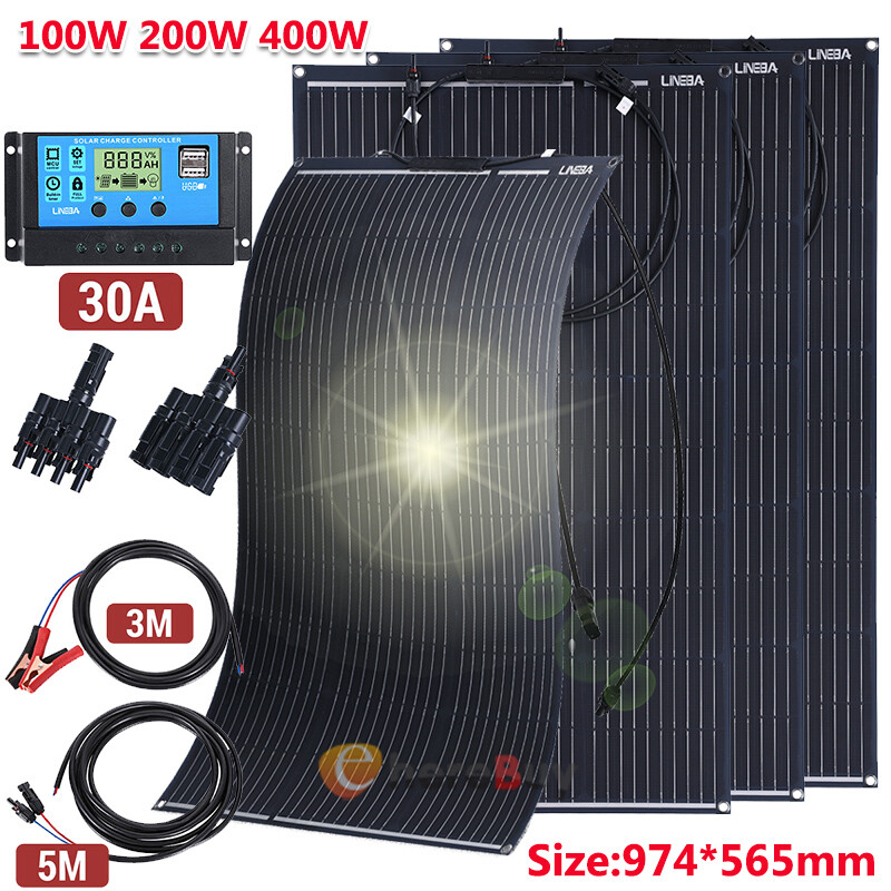4 X 100 Watts Solar Panel Kit 30A 18V Battery Charger Controller Caravan Boat RV