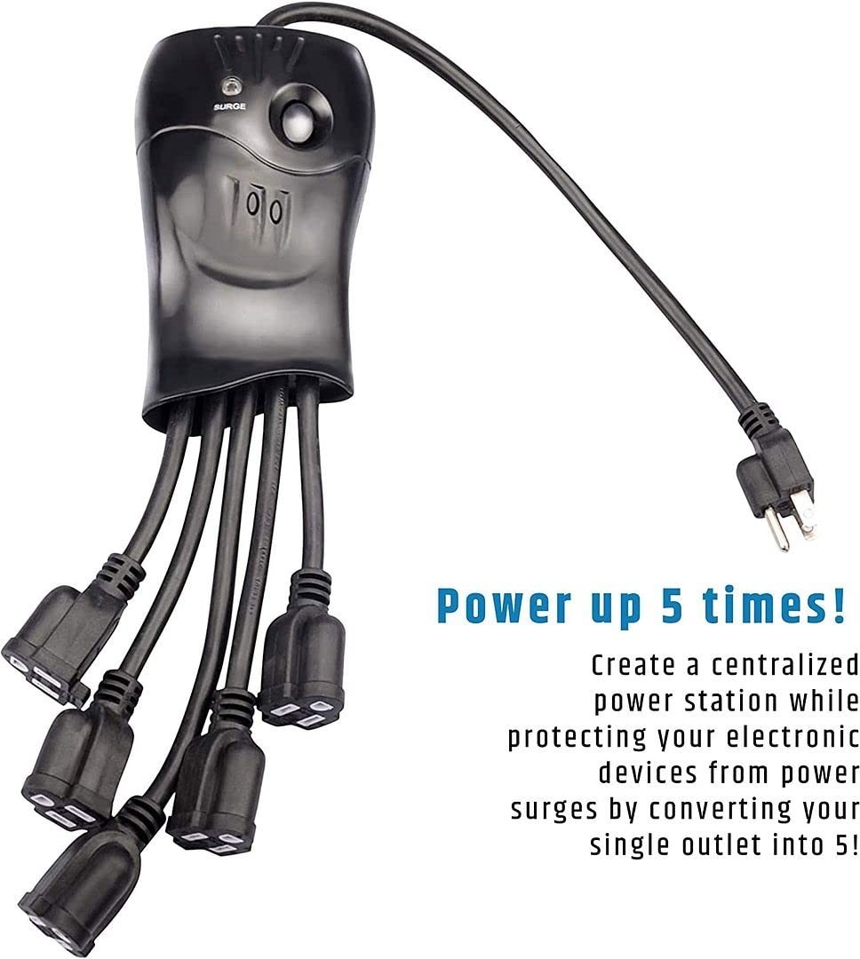 ClearMax 1 to 5 Power Splitter 1.5 ft New Black