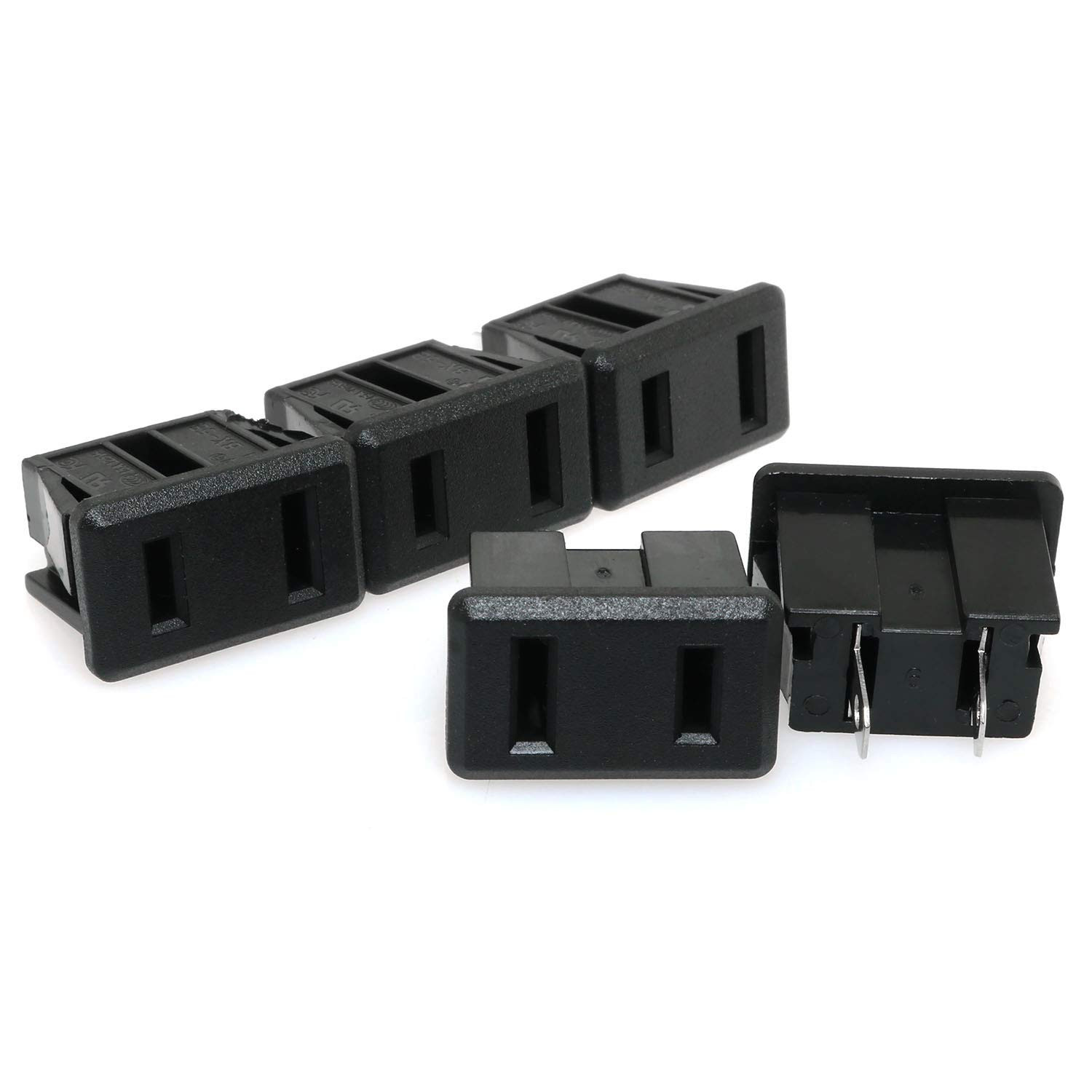 US Socket 5PCS 2 Pins 15A/125V AC Panel Mount Power Outlet Industrial Plug Power