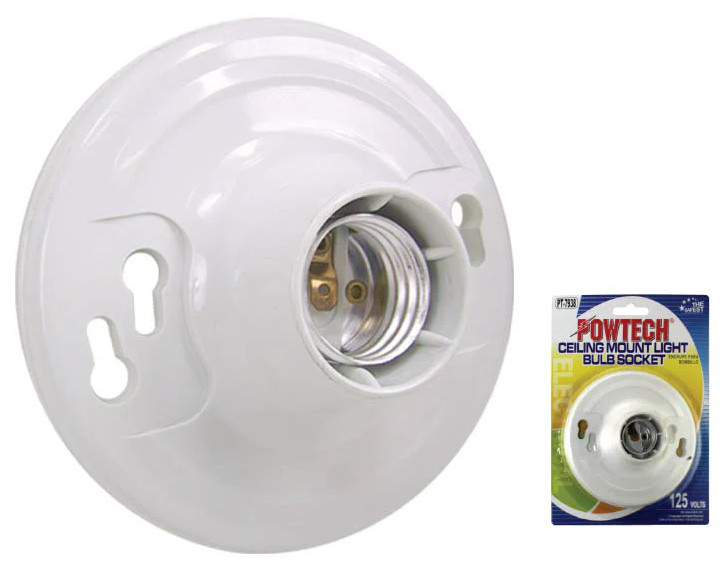 Ceiling Mount Light Bulb Socket – 125v – 15A – 1875w