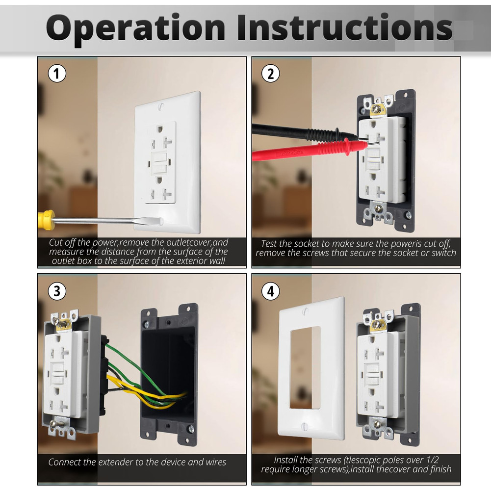 1 Gang Outlet Box Extender 1/4 inch Heat Resistant ABS Plastic Material