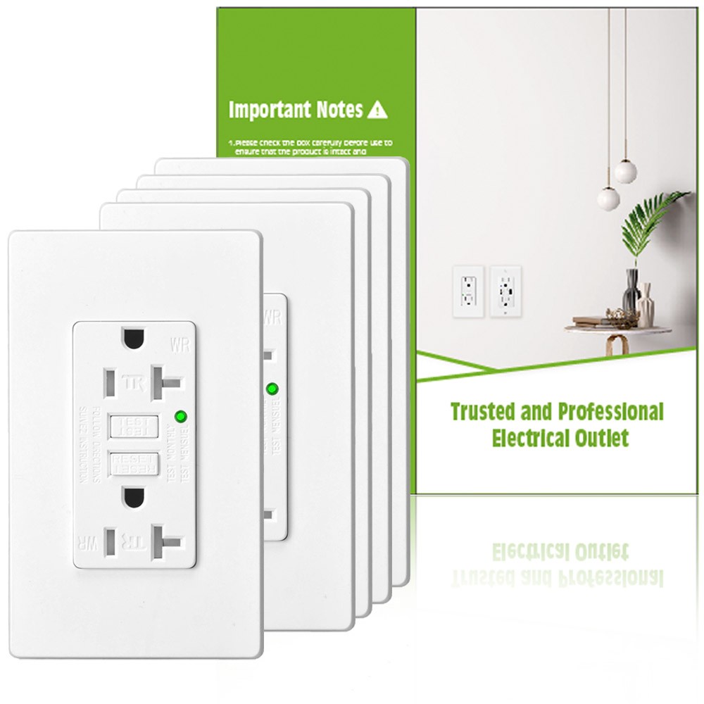 GFI GFCI Outlet 20 Amp 125V Tamper-Resistant Wall Receptacles Outlet w/LED 5Pack
