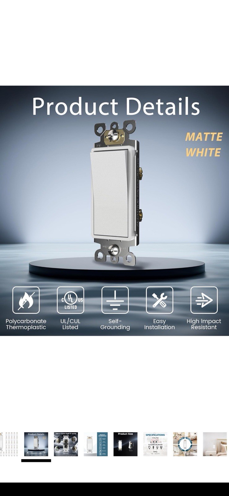30 Pack Matte White 3 Way Decorative Light Switch, 15Amp, 120V/277V, AC NEW