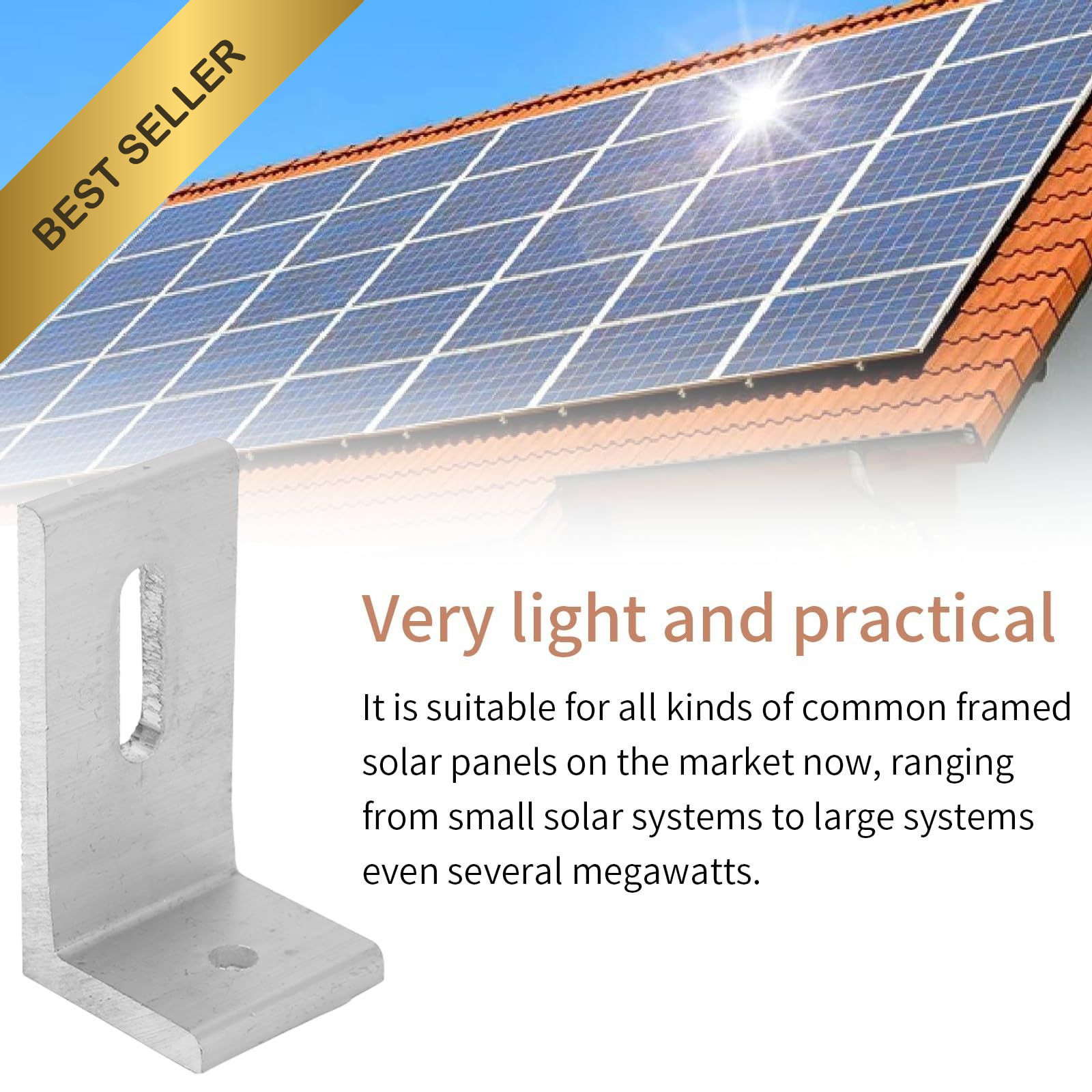 10PCS L Foot Solar Mount Aluminum Alloy Waterproof Mounting Brackets For PV Roof
