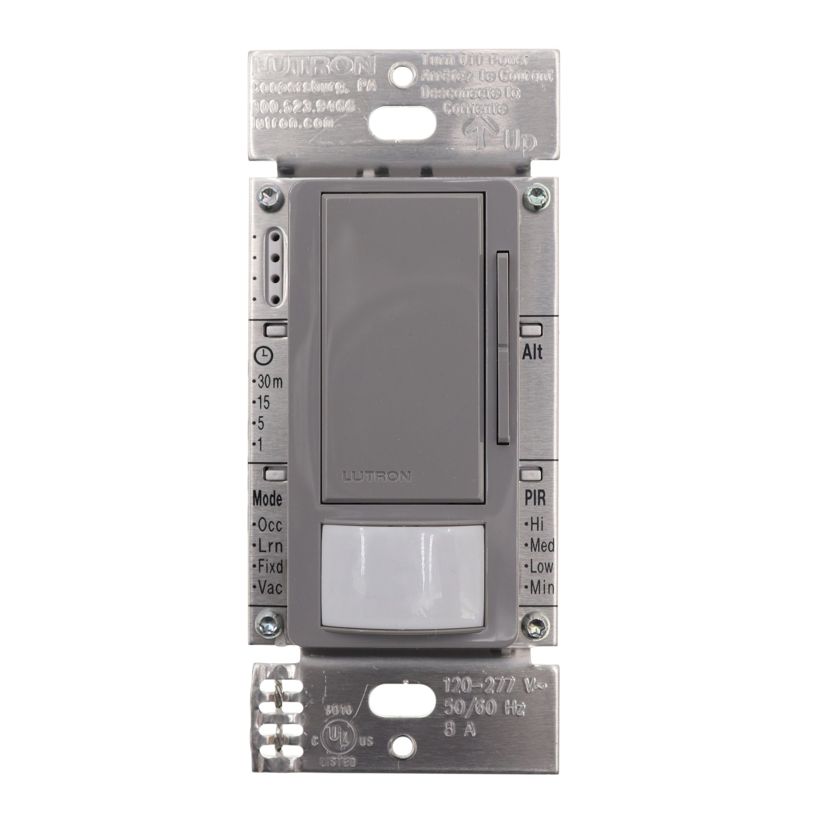 LUTRON MS-Z101-V-GR MAETRO LED+ WALL SENSOR LED DIMMER SWITCH, 150W, GRAY