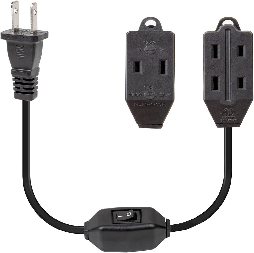 [UL Listed] Plugrand 2 Prong Extension Cord 2FT, 3 Outlet Extension Cord with…