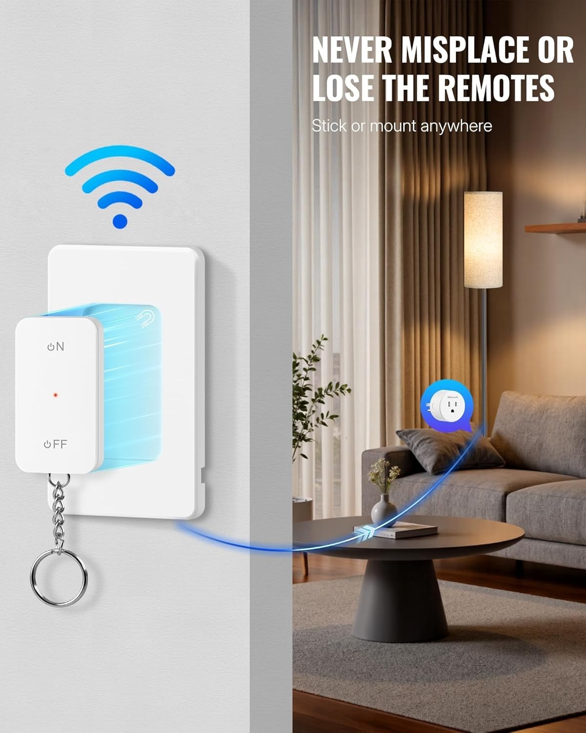 Remote Control Outlet, WILAWELS Wireless Light Switch with Magnetic Base, On …