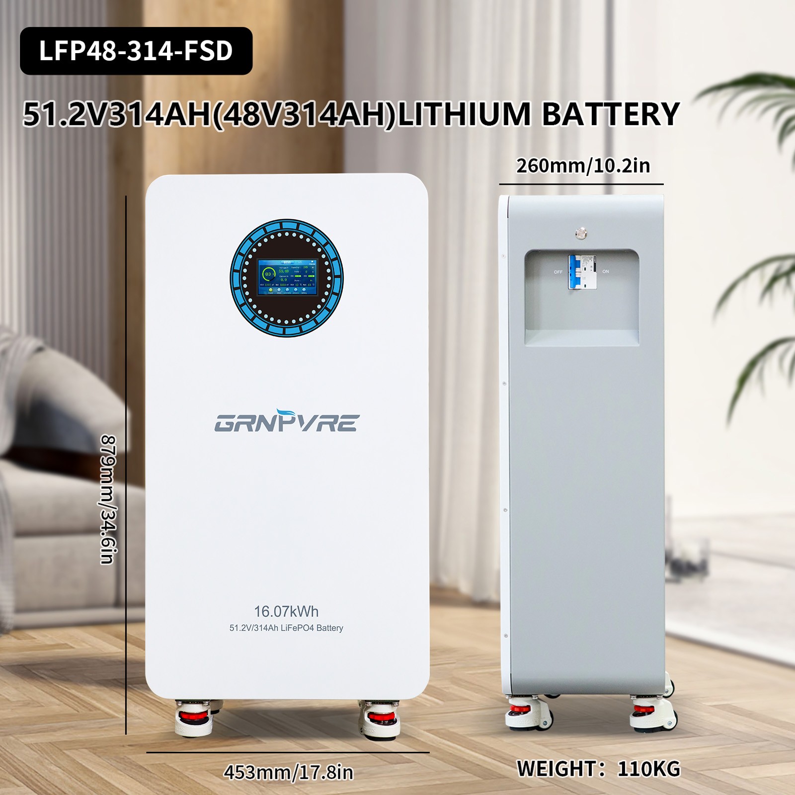 6PACK 48V 314Ah 16.07kwh Lithium Battery LiFePO4 for RV Solar Off-grid BMS