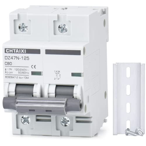 AC Miniature Circuit Breaker 120V/240V DIN Rail Mount 47N125 2 Pole 80 Amp