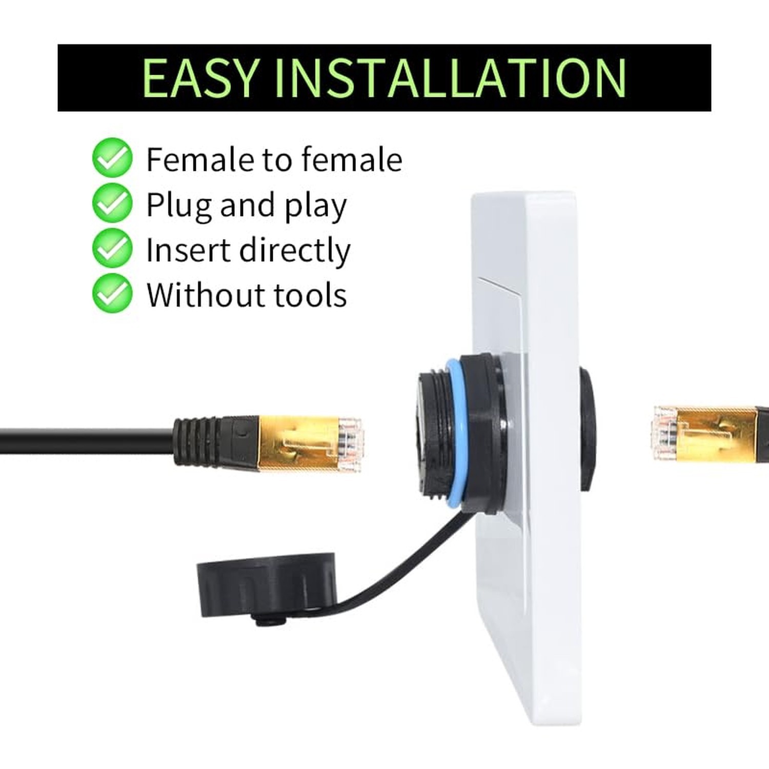 RJ45 Panel Mount Waterproof Connector IP68 Cable Connector, Female to Female,…