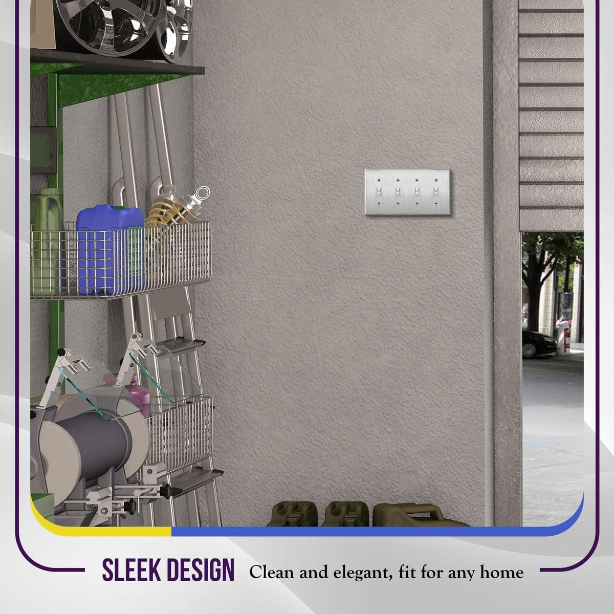 Toggle Light Switch Metal Wall Plate, Corrosion Resistant, Size 4-Gang 4.50″ X 8