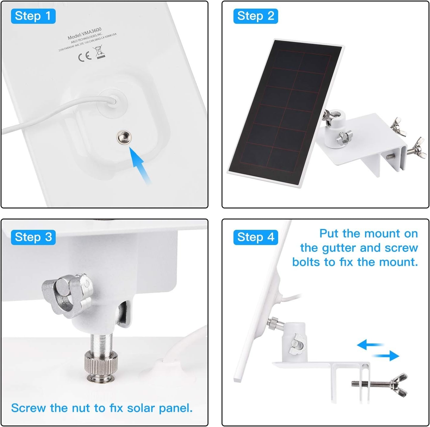 2-Pack Gutter Mount for Arlo Essential & Pro Solar Panels – Easy Install
