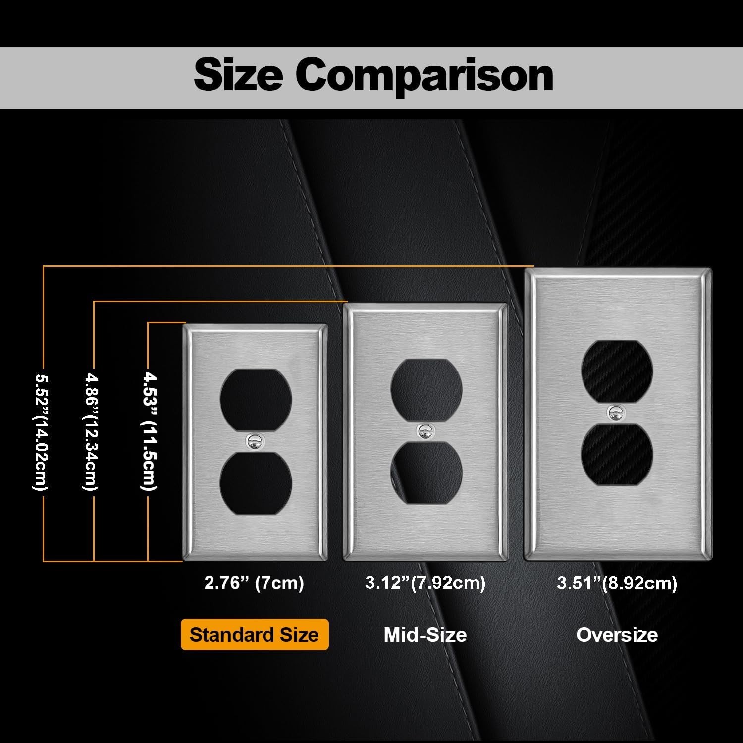 [10 Pack] BESTTEN Duplex Receptacle Metal Wall Plate with Protective Film 1