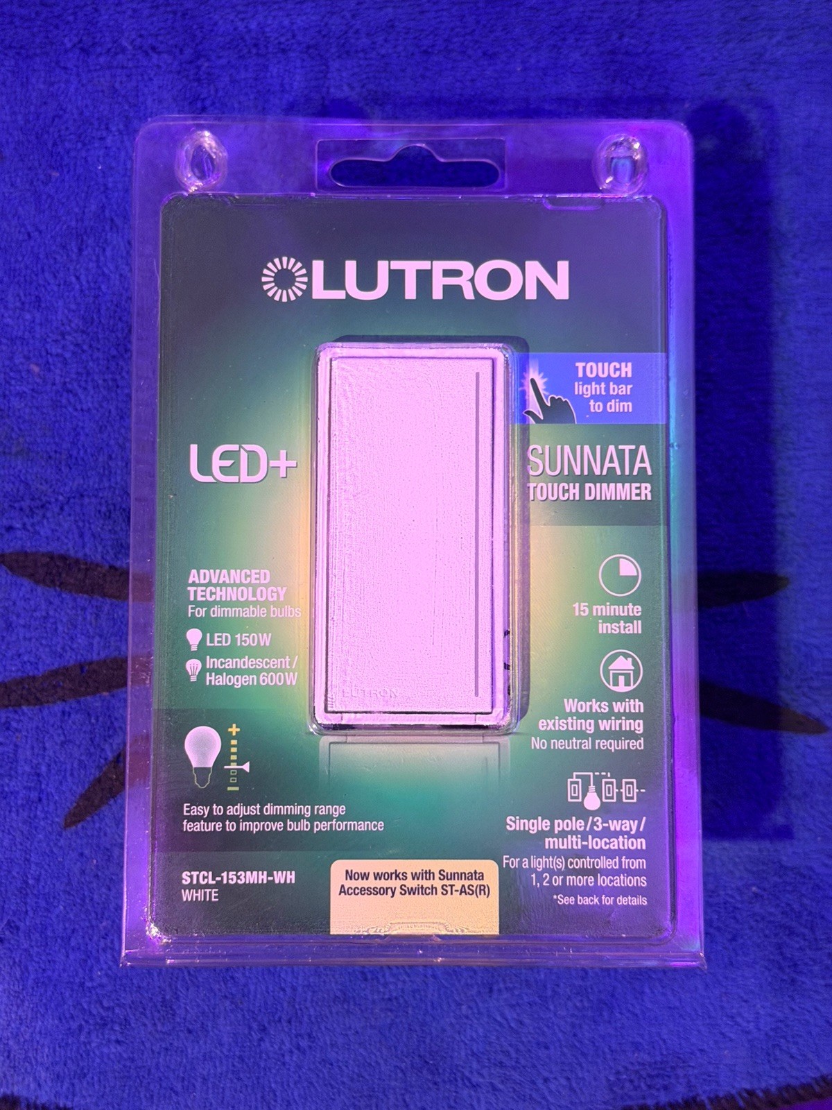 Lutron Sunnata STCL-153PH-WH LED Dimmer Wall Switch White