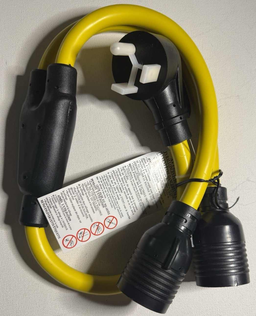 2.5 ft 30 Amp Generator Y Splitter Adapter Cord TT-30P to L5-30R & L14-30R