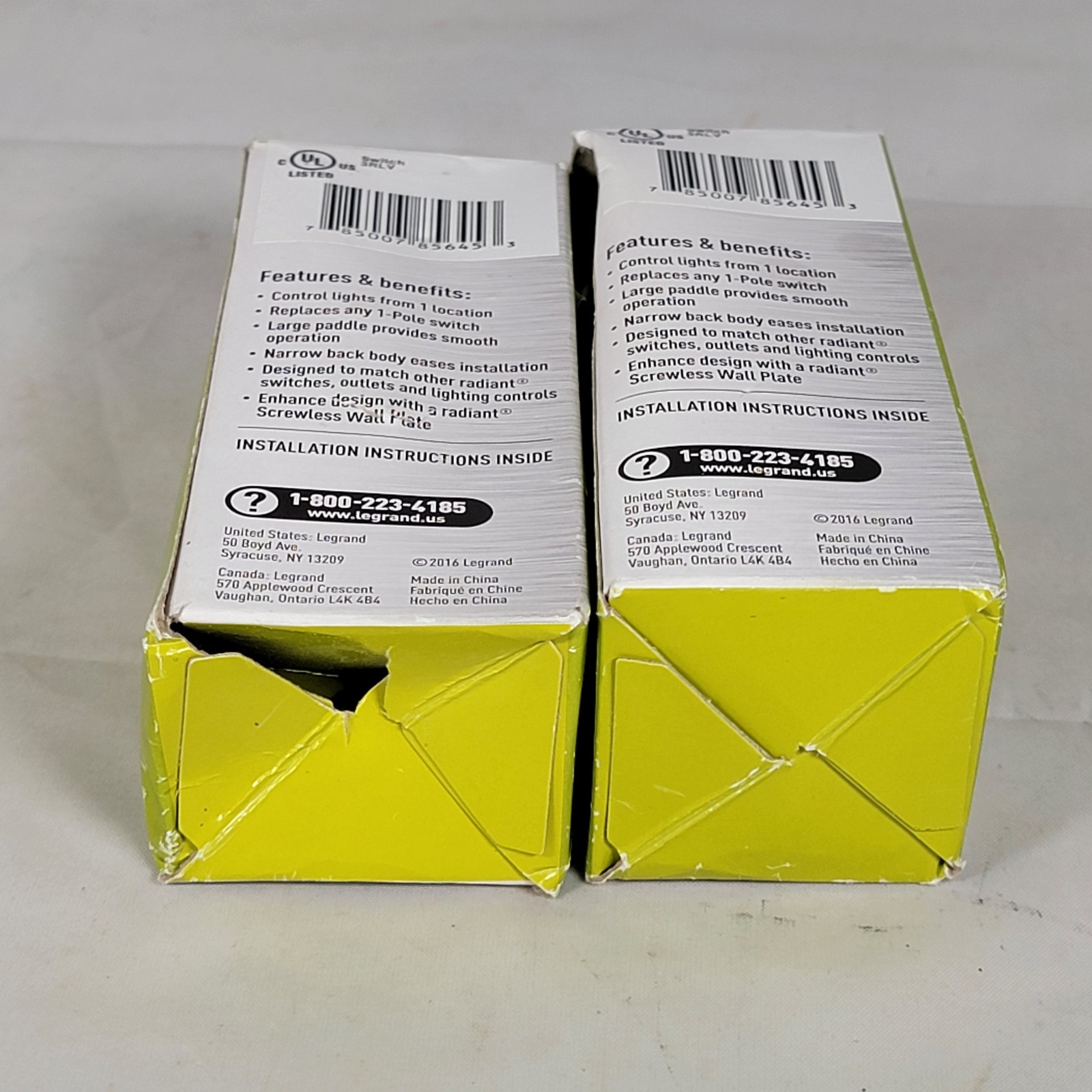 Legrand Radiant 15A 120V Paddle Light Switch Single Pole White NEW (Lot of 2)