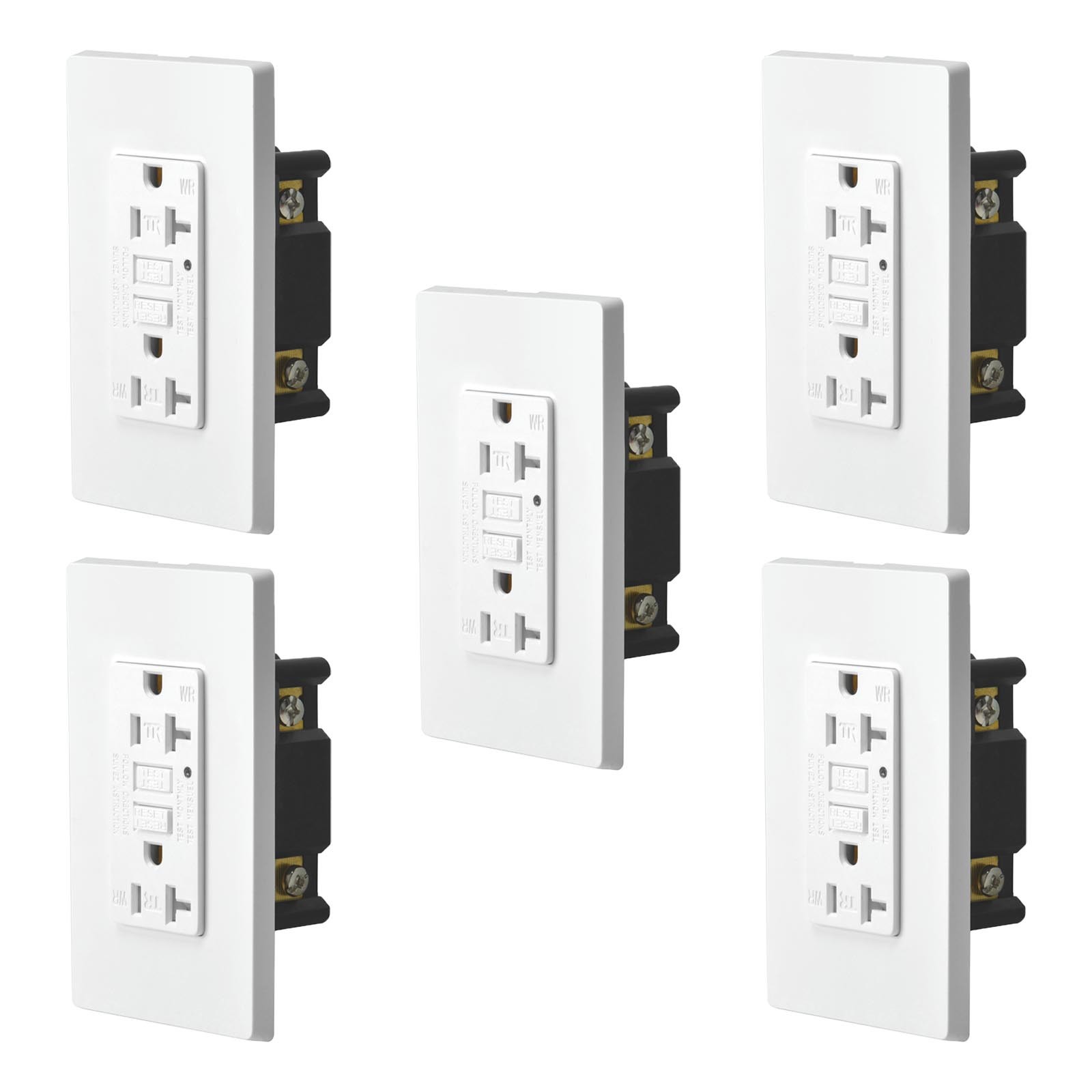 5 PK 20A Safe Lock Tamper & Weather Resistant GFCI Outlet with LED Indicator ETL