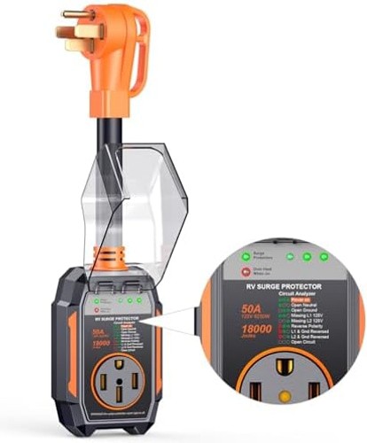 GEARGO 𝟐𝟎𝟐𝟔 𝐍𝐄𝐖 50 Amp Surge Protector for RV, 18000 Joules Circuit An…