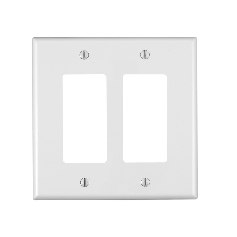 Leviton 88602-000 White 2-Gang Plastic Decora/GFCI Wall Plate 5.25 Hx5.31 W in.