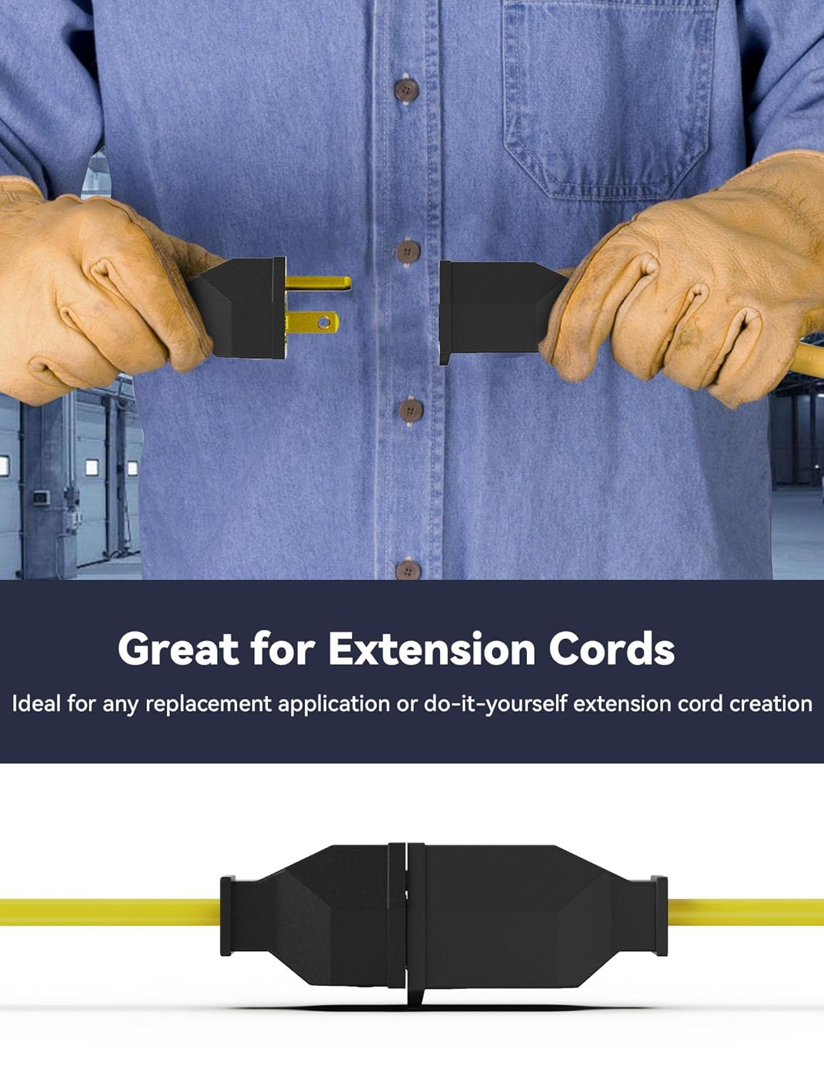 Extension Cord Ends – Male & Female Replacement Plug & Connector Set