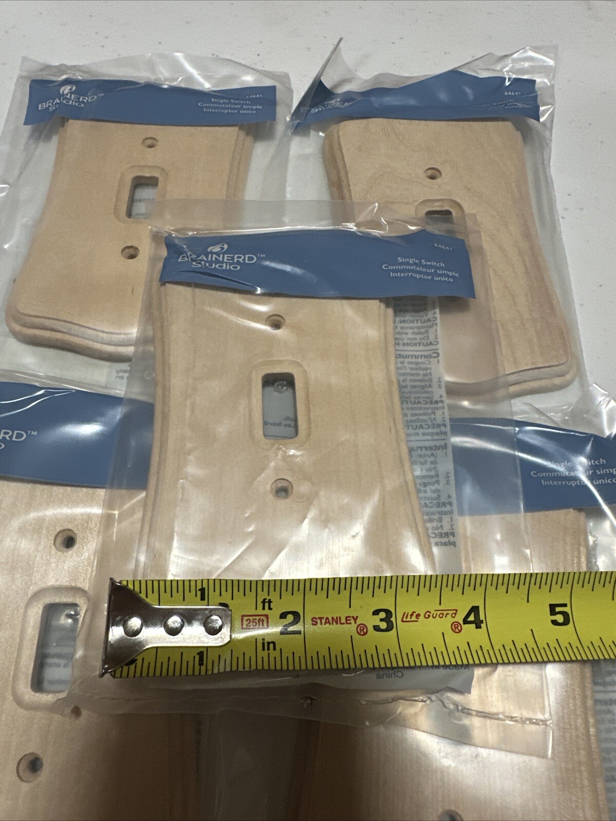 5x Brainerd Unfinished Birch Wood 1-Gang Single Toggle Light Switch Wall Plate