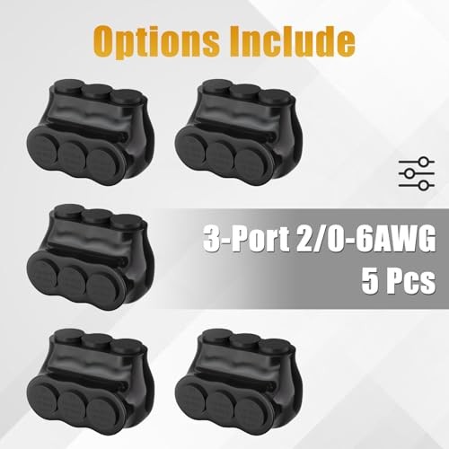 5PCS 3 Port Insulated Connector, Single-Sided Splice, 5PCS 3port 2/0-6AWG