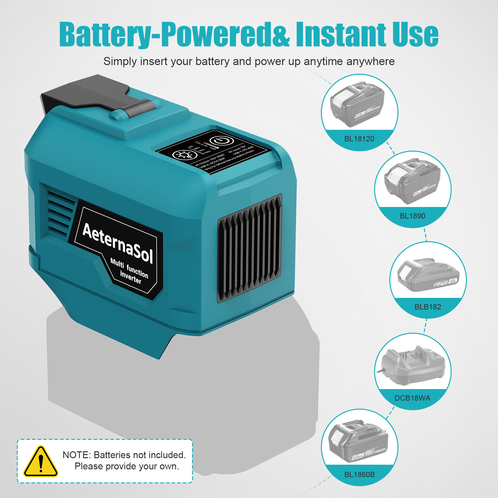 Makita 18-20V Battery For 250W Portable Power Inverter 110V AC 3 USB Outlet
