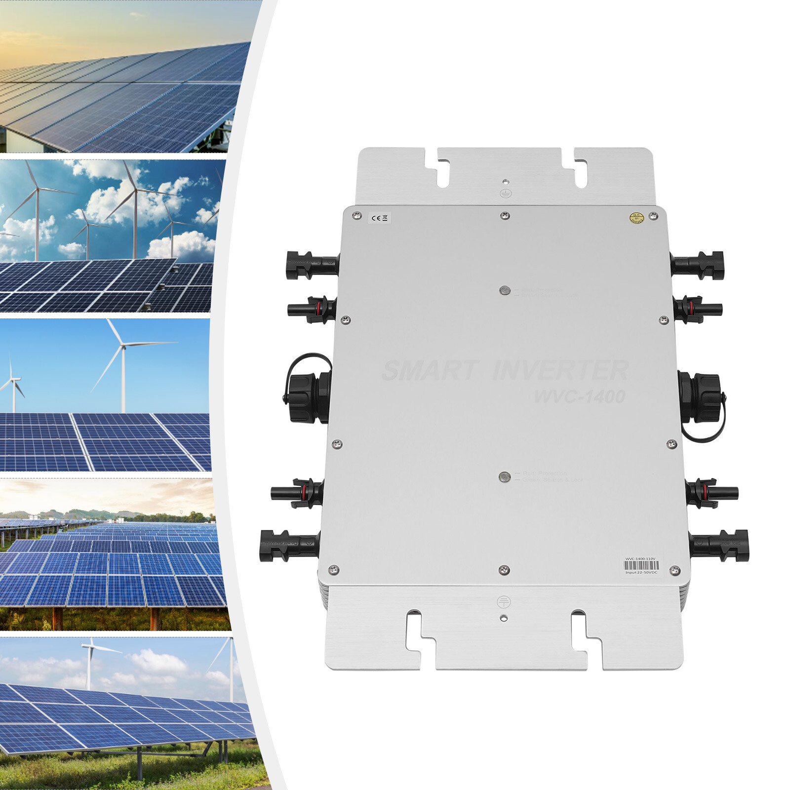1400w Solar Micro Inverter Grid Tie Mppt Pure Sine Wave Dc To Ac 110v Waterproof