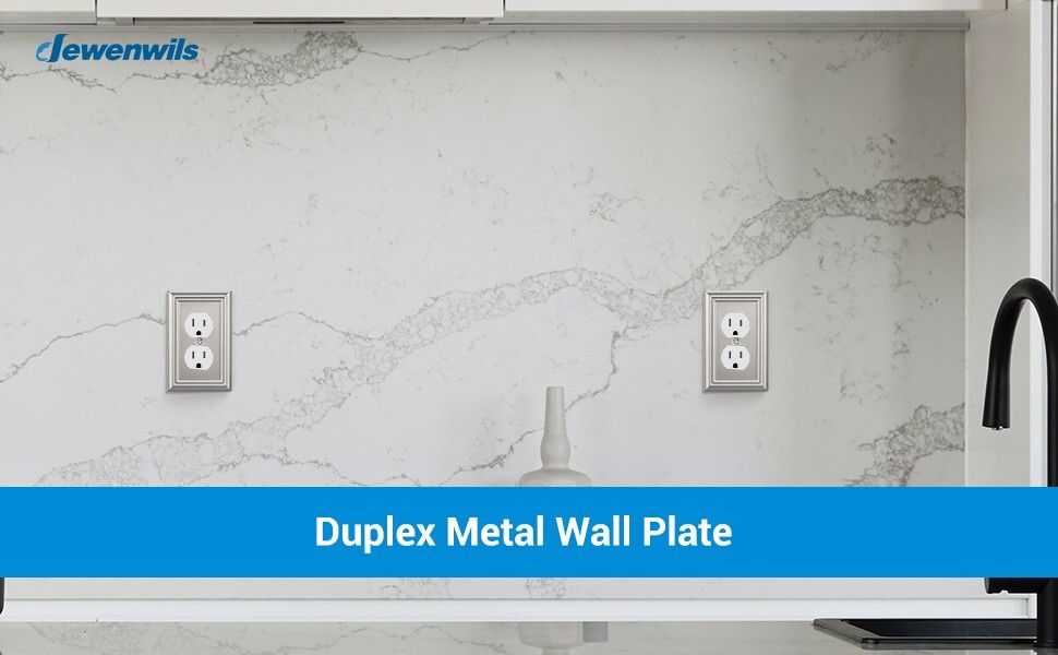 DEWENWILS 4 Pack ,Metal Wall Outlet Cover , Duplex Wall Plate for Receptacle