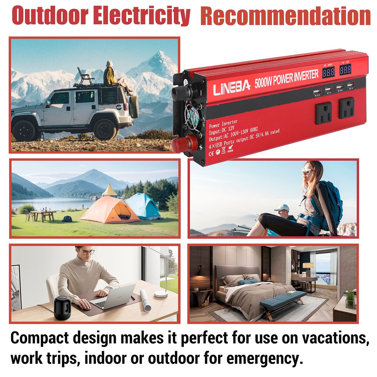 Solar Panel Kit with 5000W Inverter for Home Off Grid Home Car RV Camping System