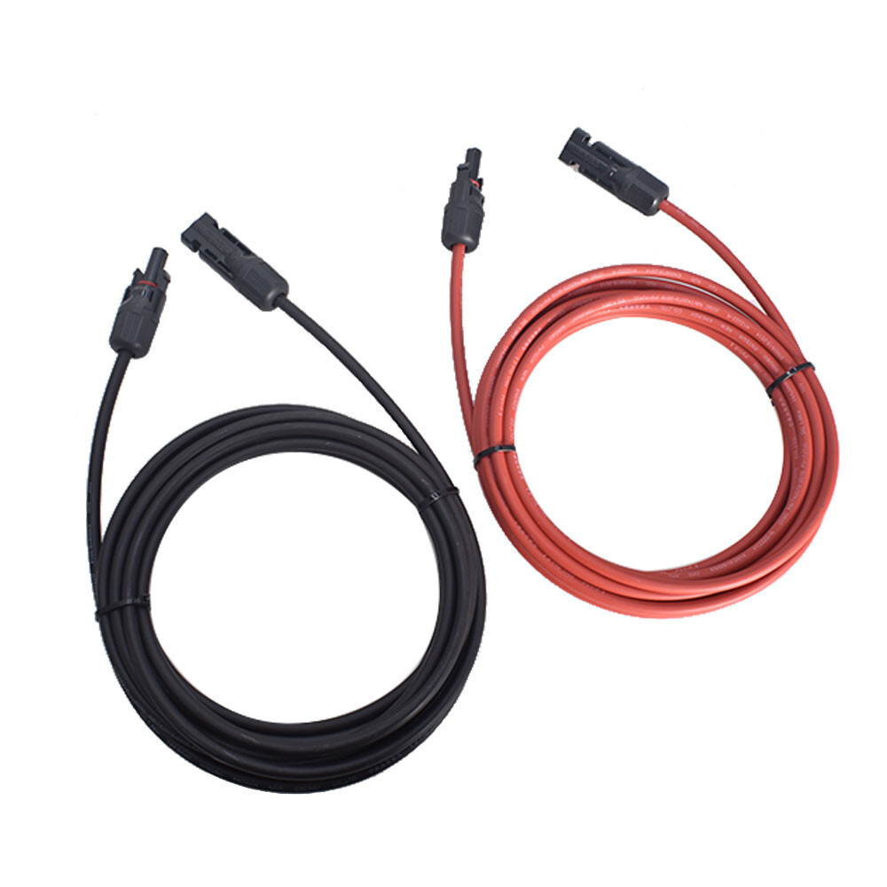 1 Pair Black + Red Solar Panel Extension Cable Wire Connector 12/10 AWG New