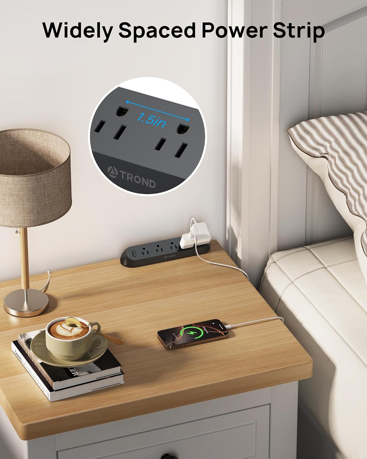 Desk Clamp Power Strip – Surge Protector Power Strip with 5 AC Outlets, Flat Plu