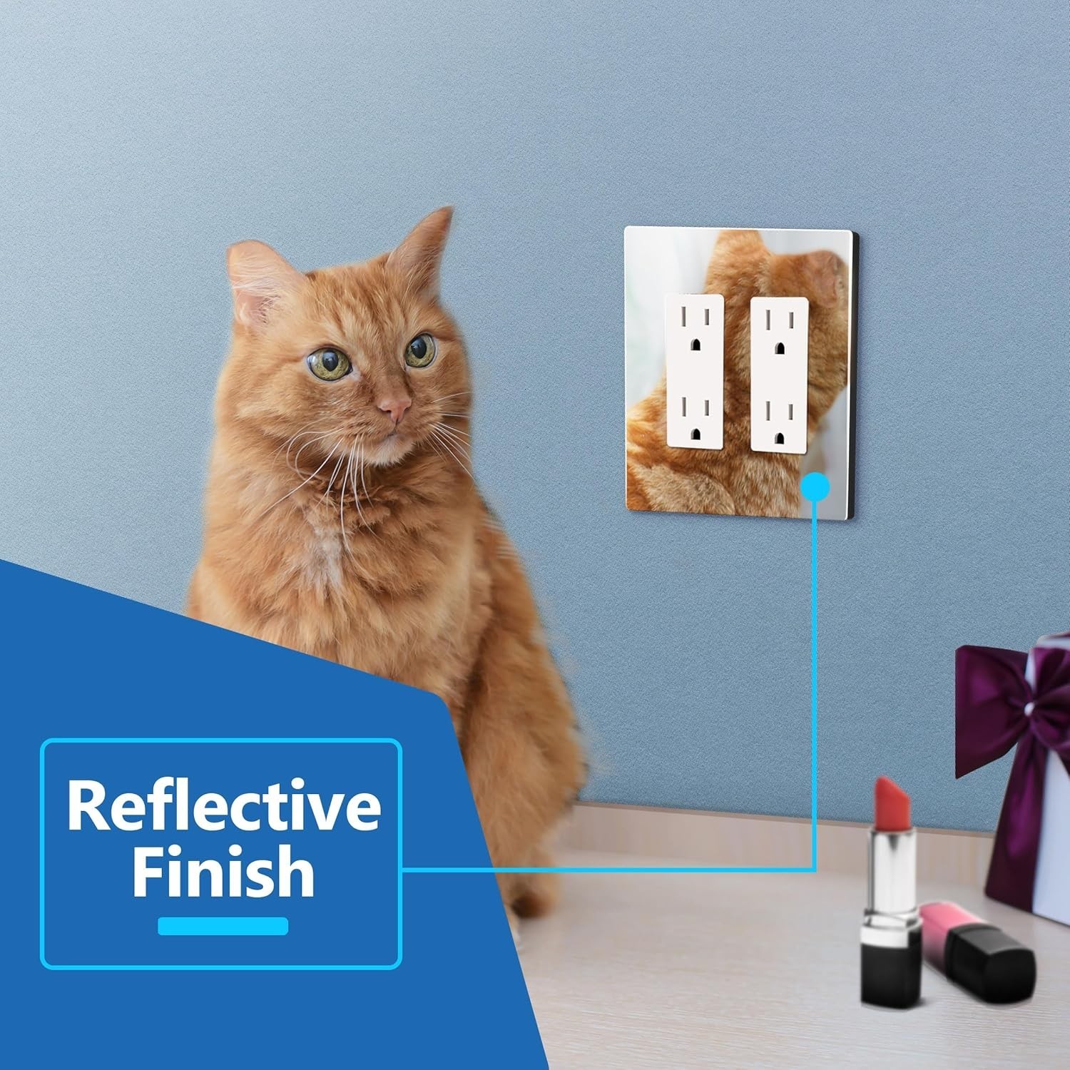 Modern Silver Mirrored Decorator Wall Plate, Screwless Design, 2-Gang 4.88×4.92