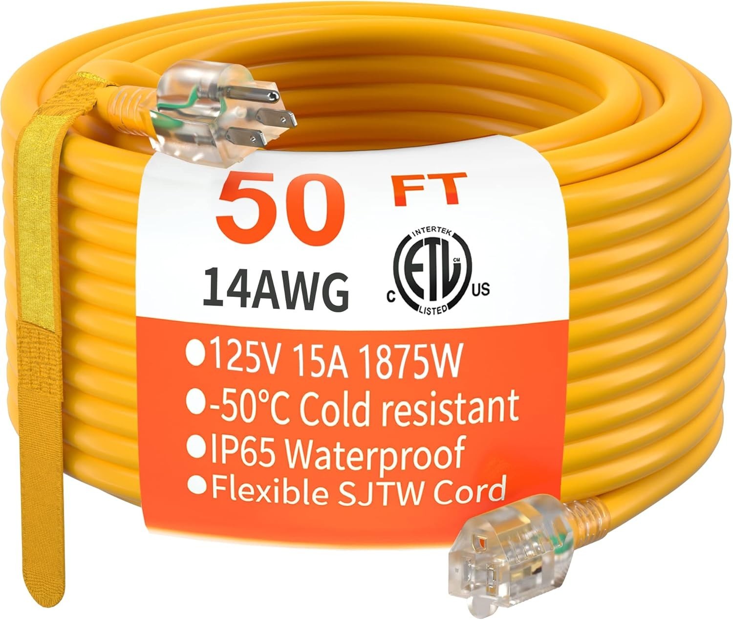 Flexible 50 Ft Heavy Duty Electric Cord – Waterproof & Cold-Resistant Design