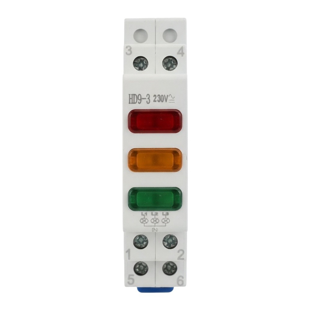DIN Rail Mount LED Signal Lamp 230V Power Indicator Light for Control Panels