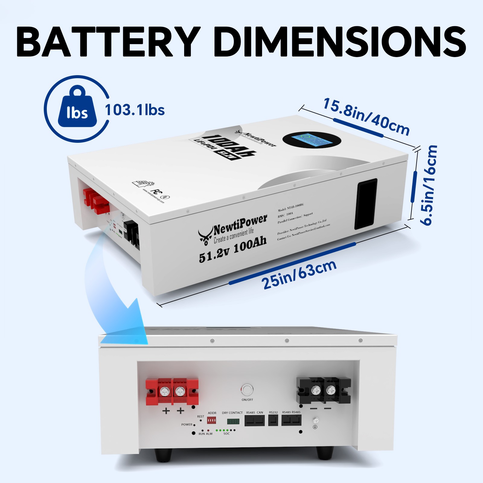 48V 100Ah LiFePO4 Lithium Battery 5120Wh Wall Mounted 100A BMS Solar Home Backup