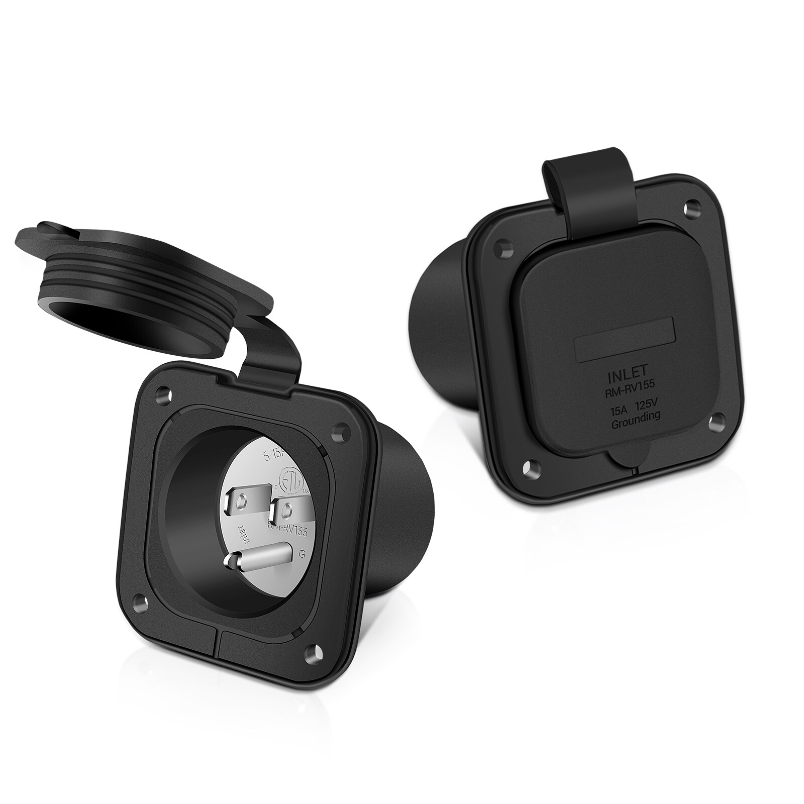 MICTUNING 15A 125V Power Inlet NEMA 5-15P Flange Receptacle Plug for RV Camper
