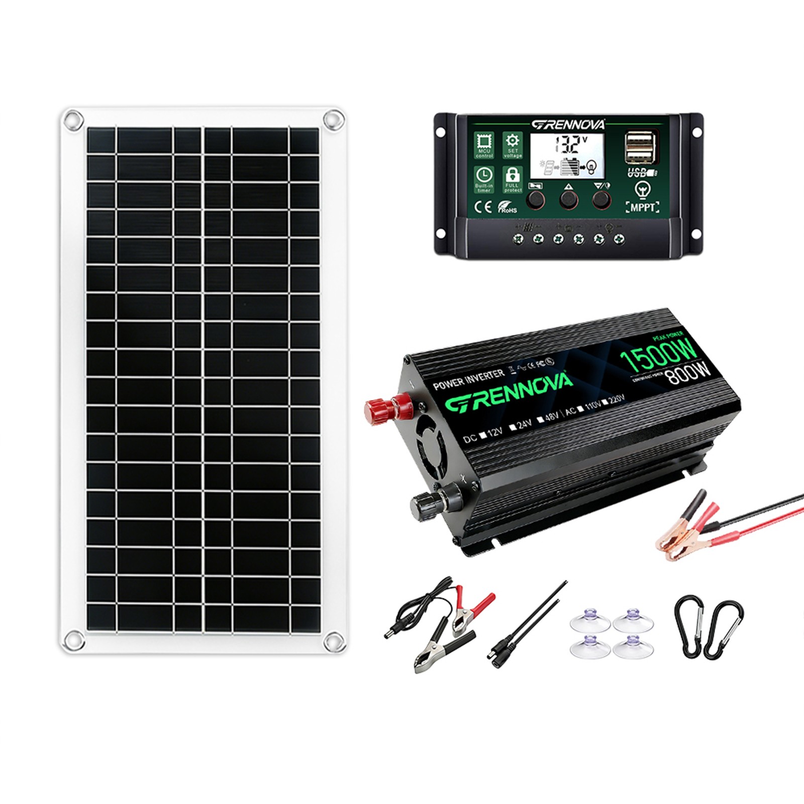 Grennova 1500W Solar Kit 30W 60A MPPT Off-Grid Home RV Backup